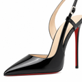 Avignon women's black court shoes pointed toe detail