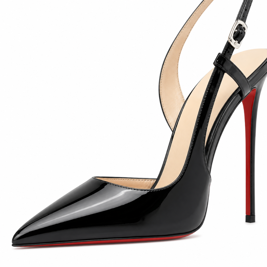 Avignon women's black court shoes pointed toe detail