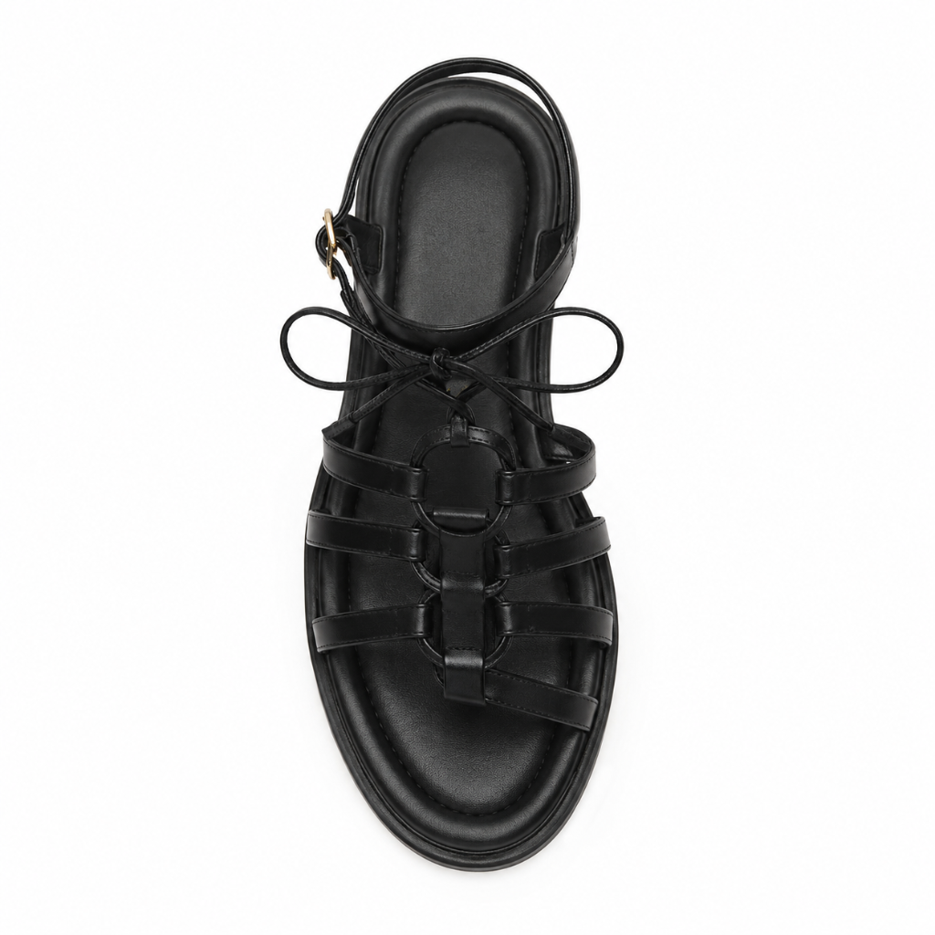 Monaco women's black sandals sole detail