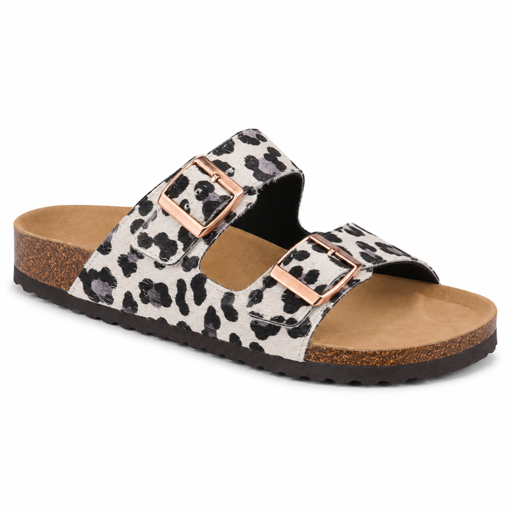 Colmar women's grey leopard-print sandals side profile