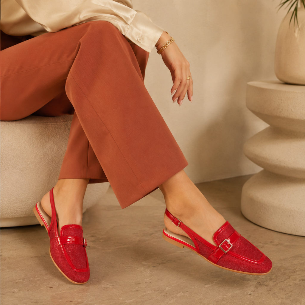 Milan women's red mules alternate angle