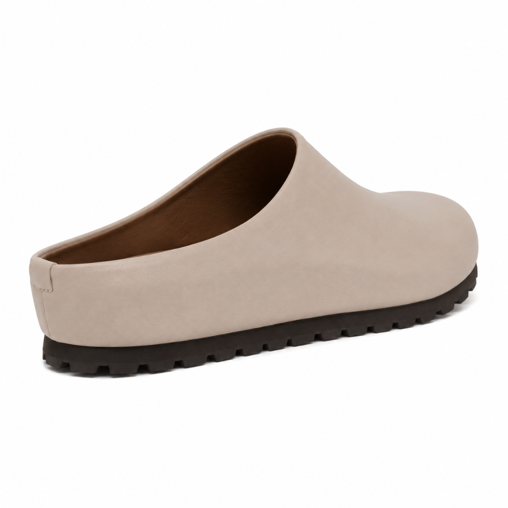 Annecy women's off-white leather sandals pull-on opening detail