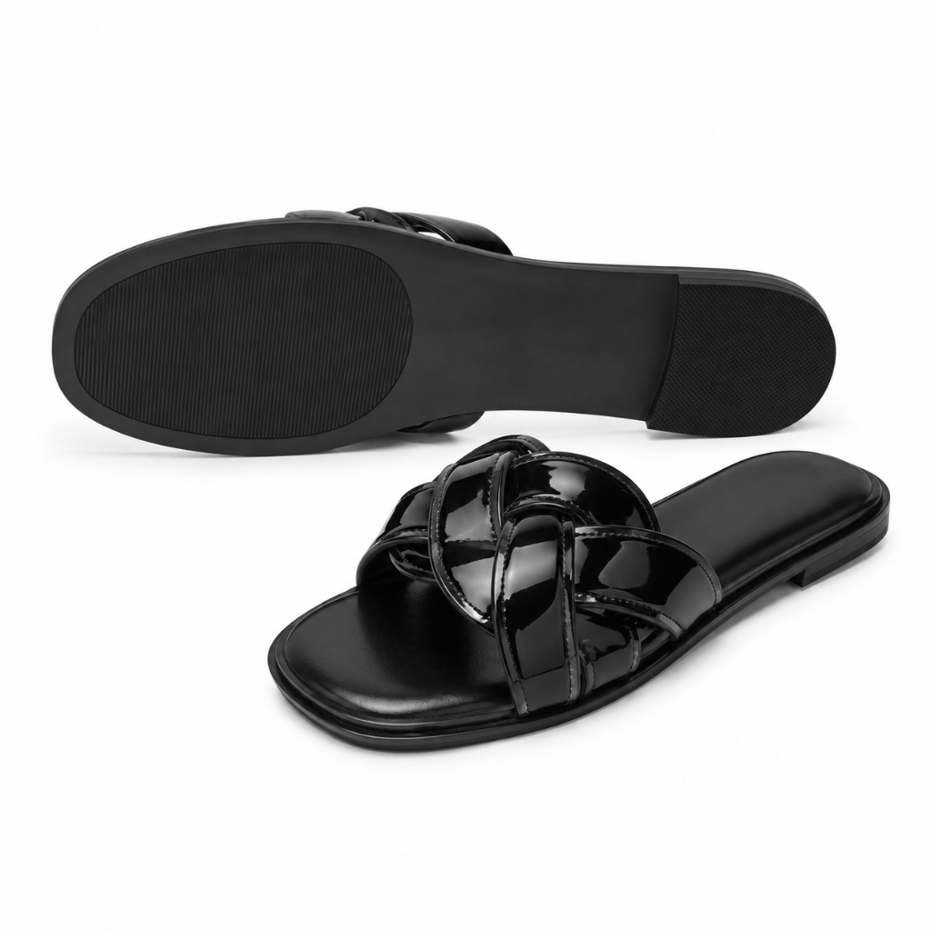 Nice women's black sandals upper detail