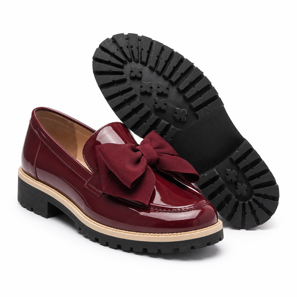 Strasbourg women's burgundy loafers upper detail
