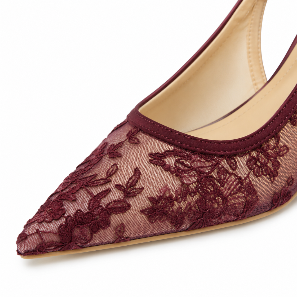 Nice women's red court shoes upper detail