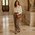 Tuileries women's light brown shoulder bag zip closure detail