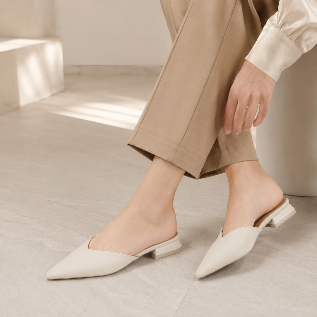 Rome women's white mules alternate angle