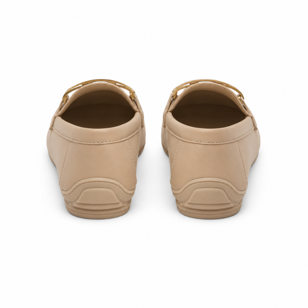 Nice women's khaki loafers upper detail