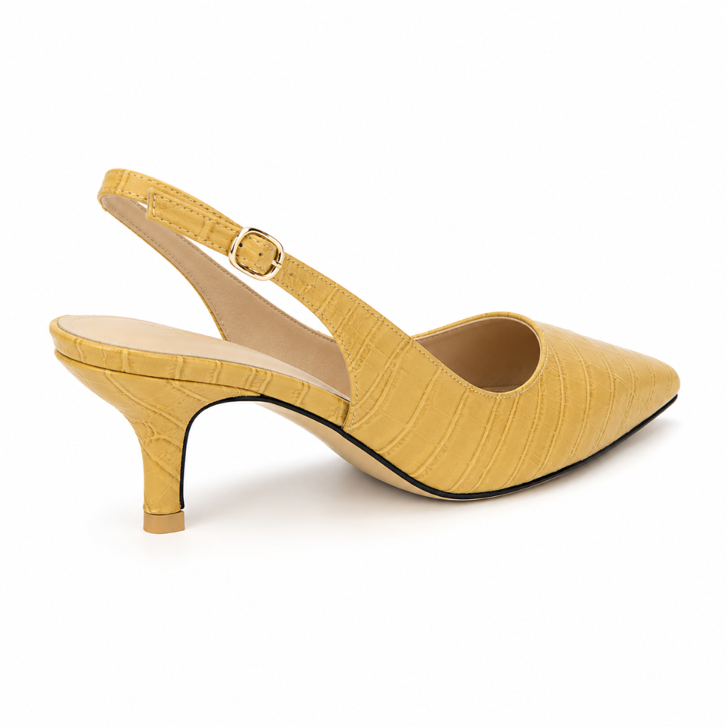 Colmar women's yellow court shoes heel detail