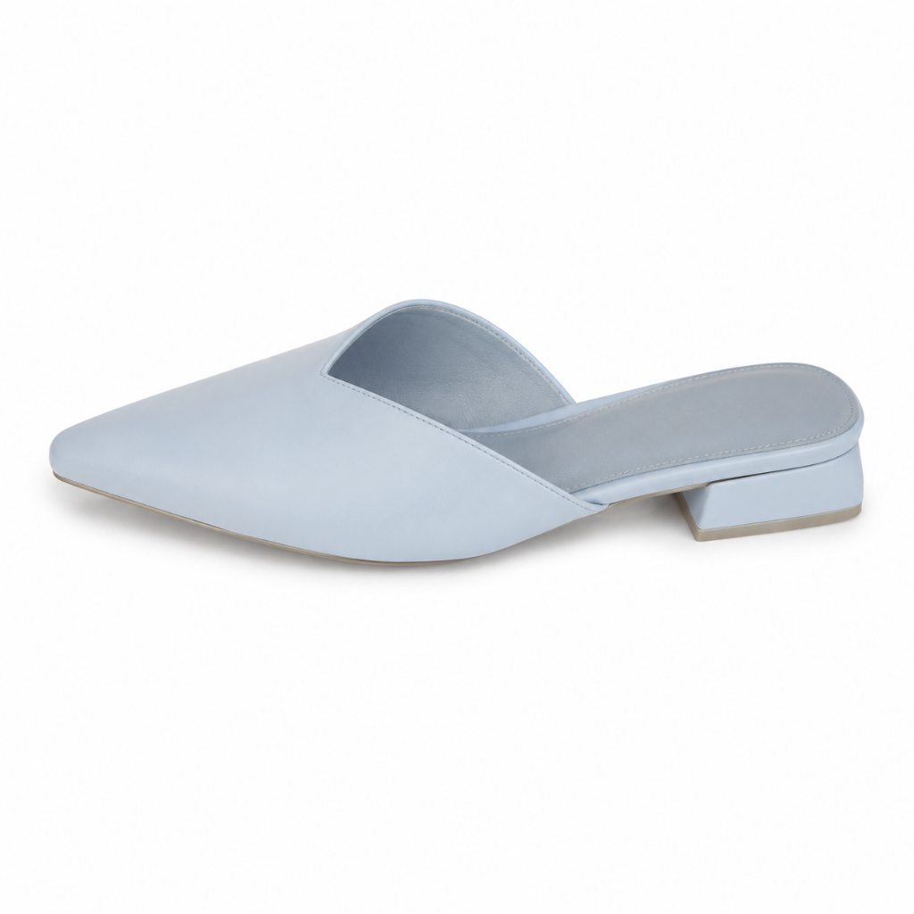 Rome women's blue mules heel detail