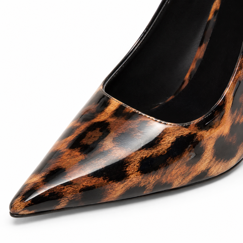 Strasbourg women's leopard print court shoes pointed toe detail