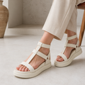 Versailles women's light neutral leather sandals alternate view