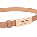 Prague nude leather belt buckle detail