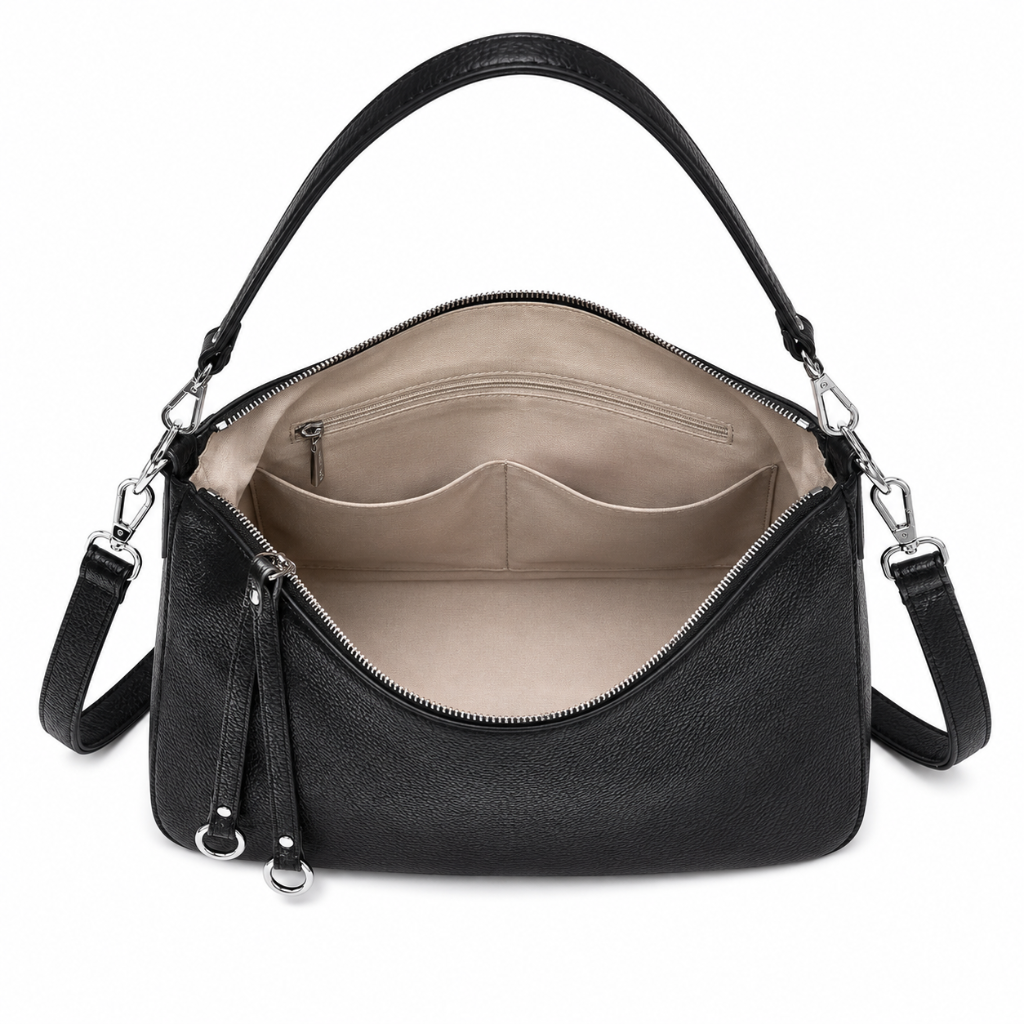 Opera women's black shoulder bag interior detail