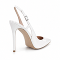 Avignon women's white court shoes heel detail