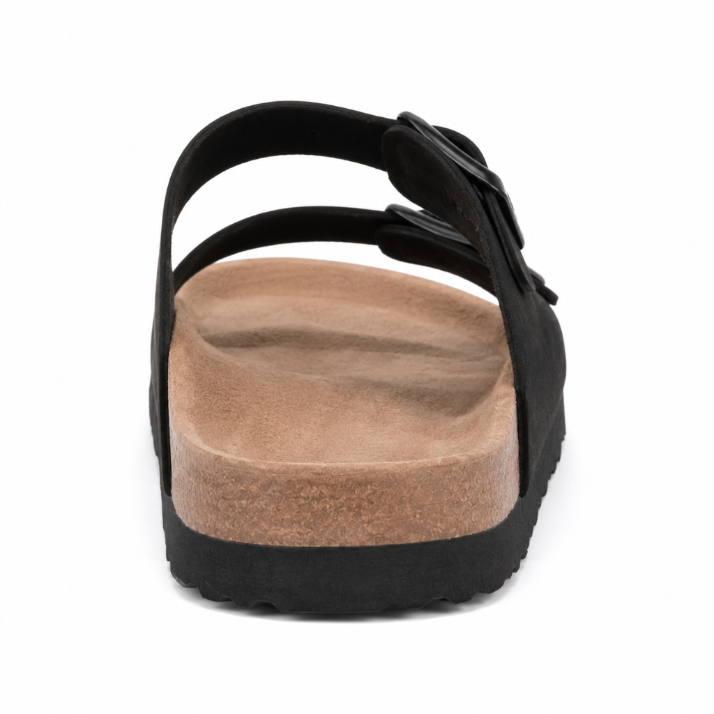 Chantilly women's black slide sandals fastening detail